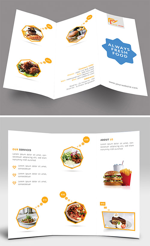 restaurant trifold brochure