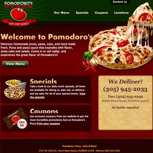 pomodor pizza website