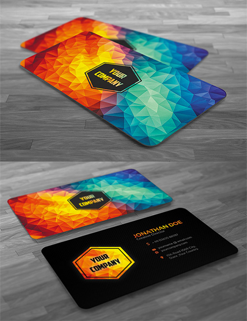 vibrant low poly business card
