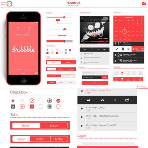 red flat ui kit mobile