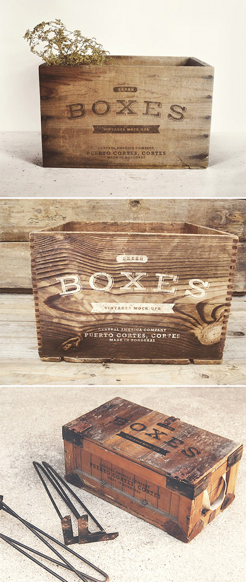 vintage boxes mock-up