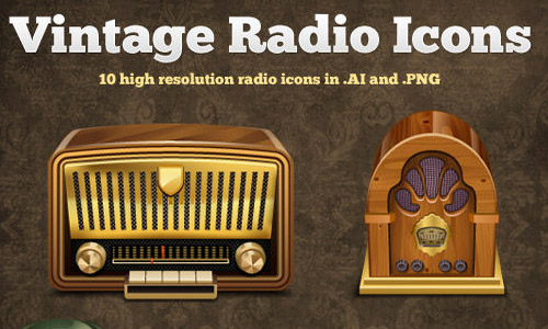 vintage radio vector icons