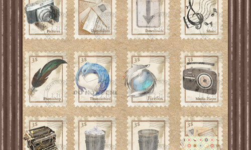 vintage stamp icons