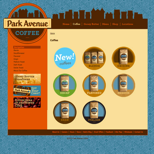 park avenue coffee web design