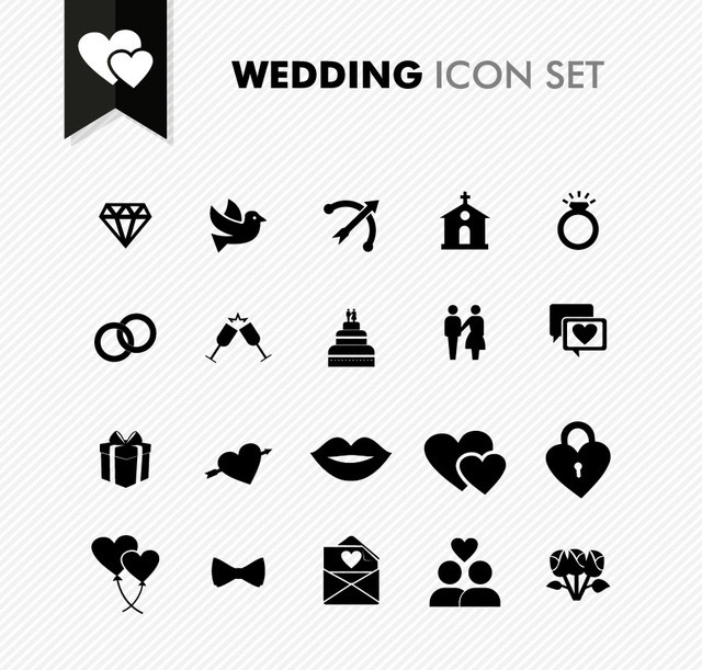black wedding icons