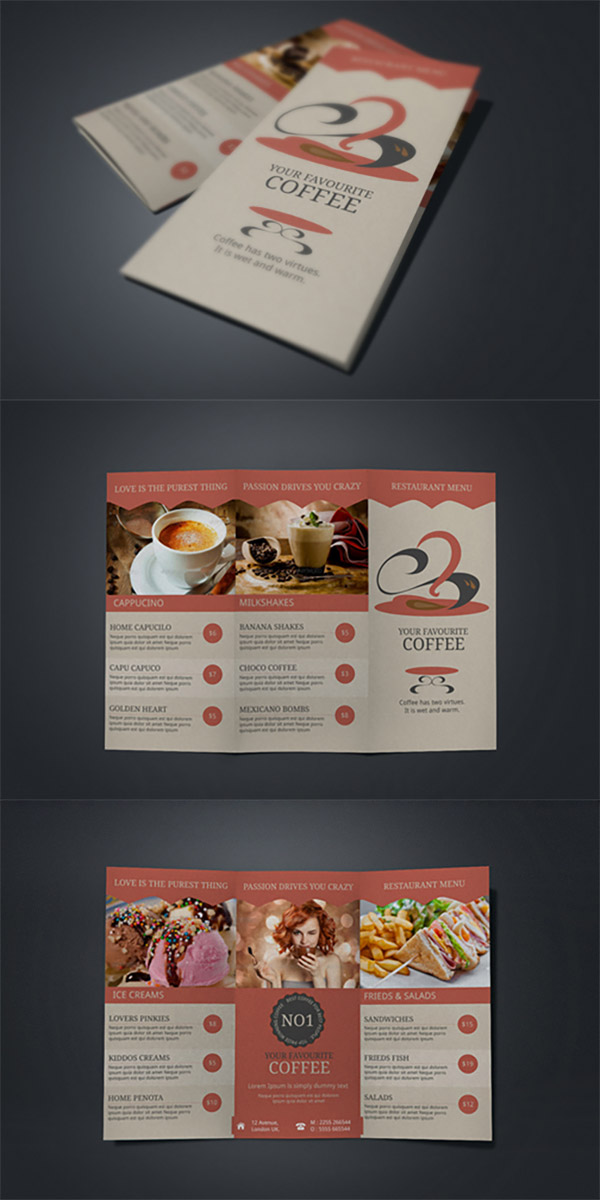 coffee menu brochures