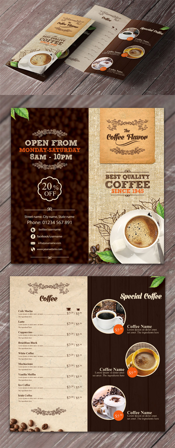 15 Refreshing Coffee Shop Brochure Designs Naldz Graphics
