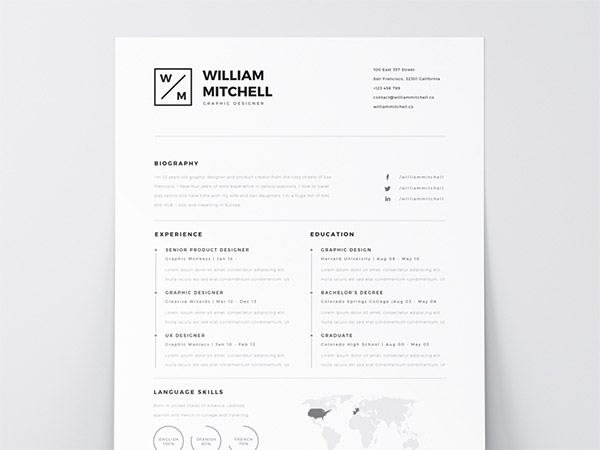 minimalist resume design