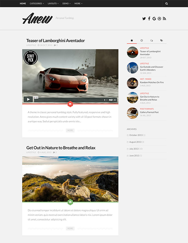 wordpress tumblog theme