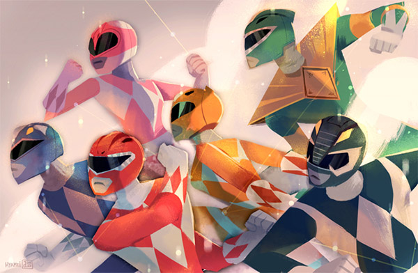 low poly power rangers