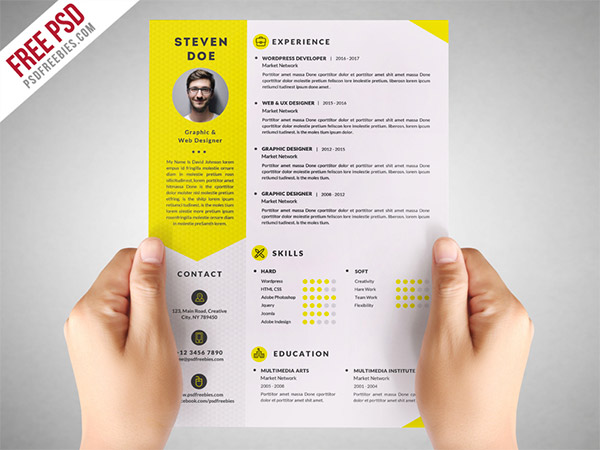 yellow cv template