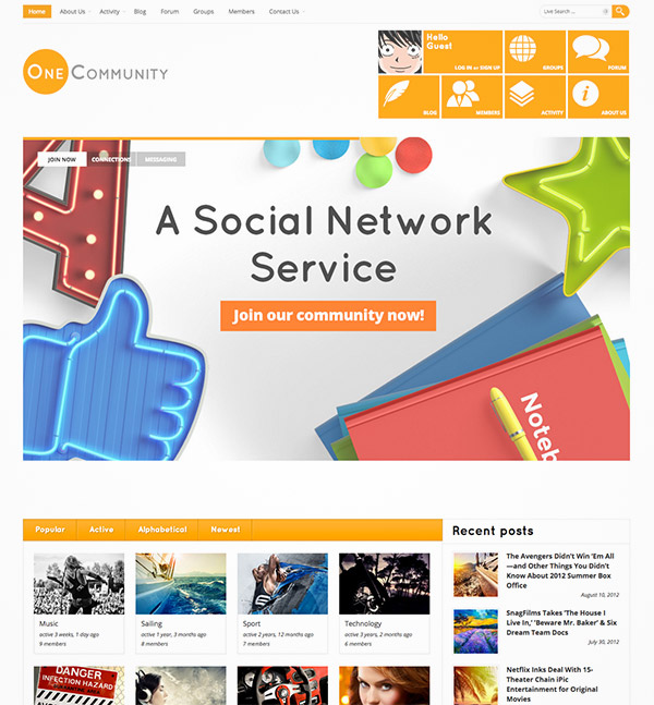 community website themes