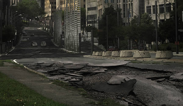 city ruins matte painting