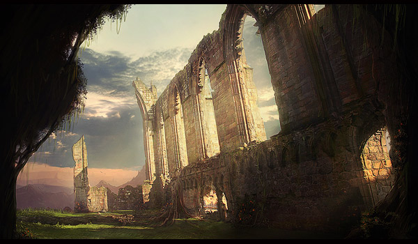 ruins scenery painting