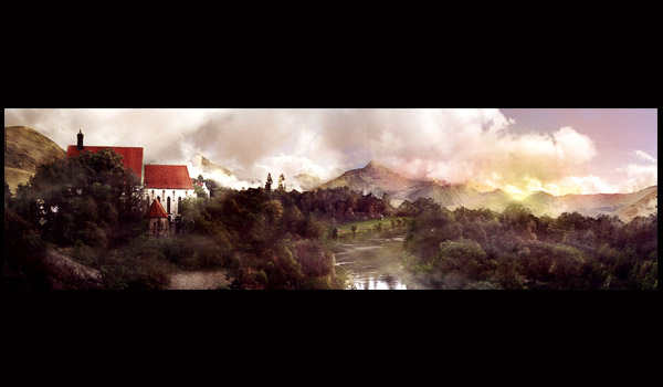 multiple photographs matte painting