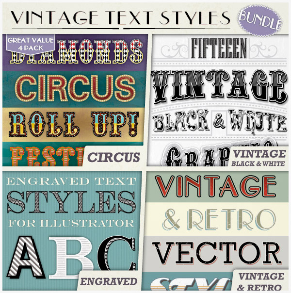 vintage text illustrator