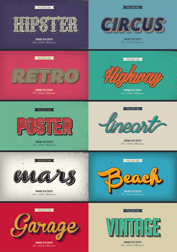 vintage retro texts