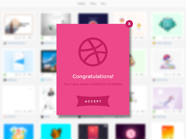 dribble congratulations popup