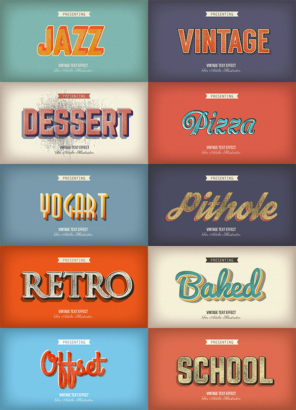 retro text illustrator download