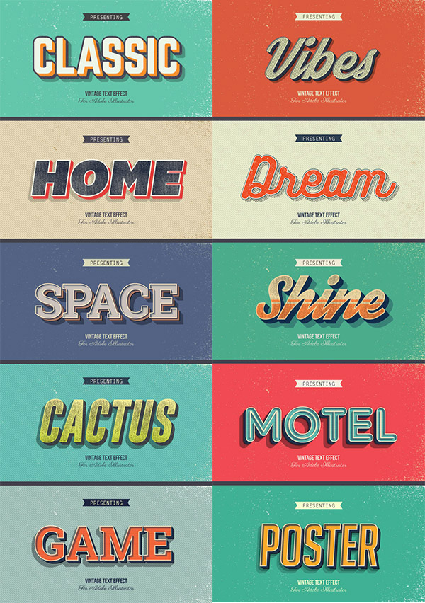 retro text illustrator download