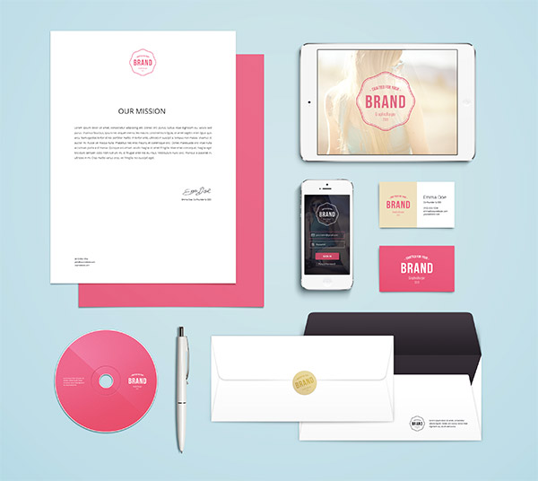 mockups stationery items 