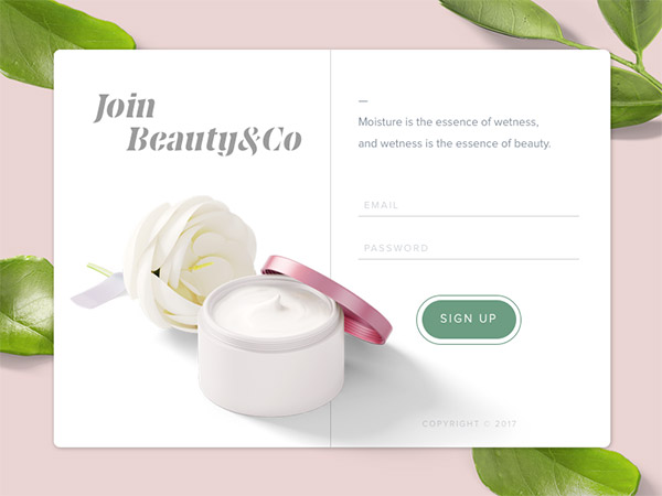 beauty site singup