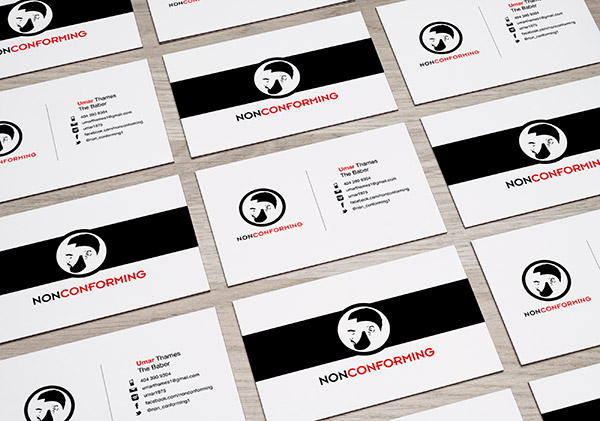 clean barber business card